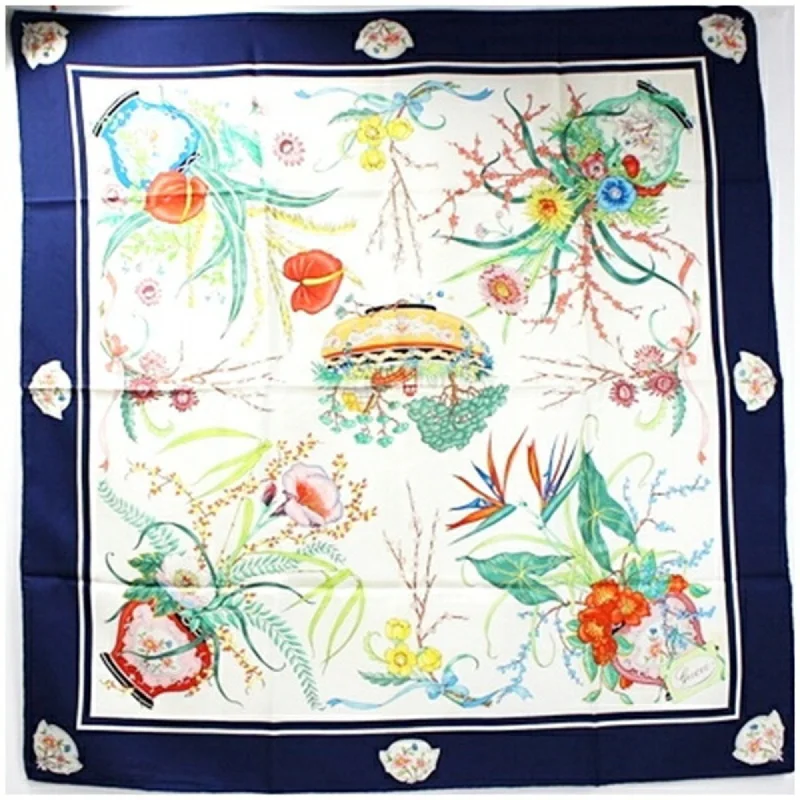 Gucci Navy  Silk Scarf (Pre-Owned)