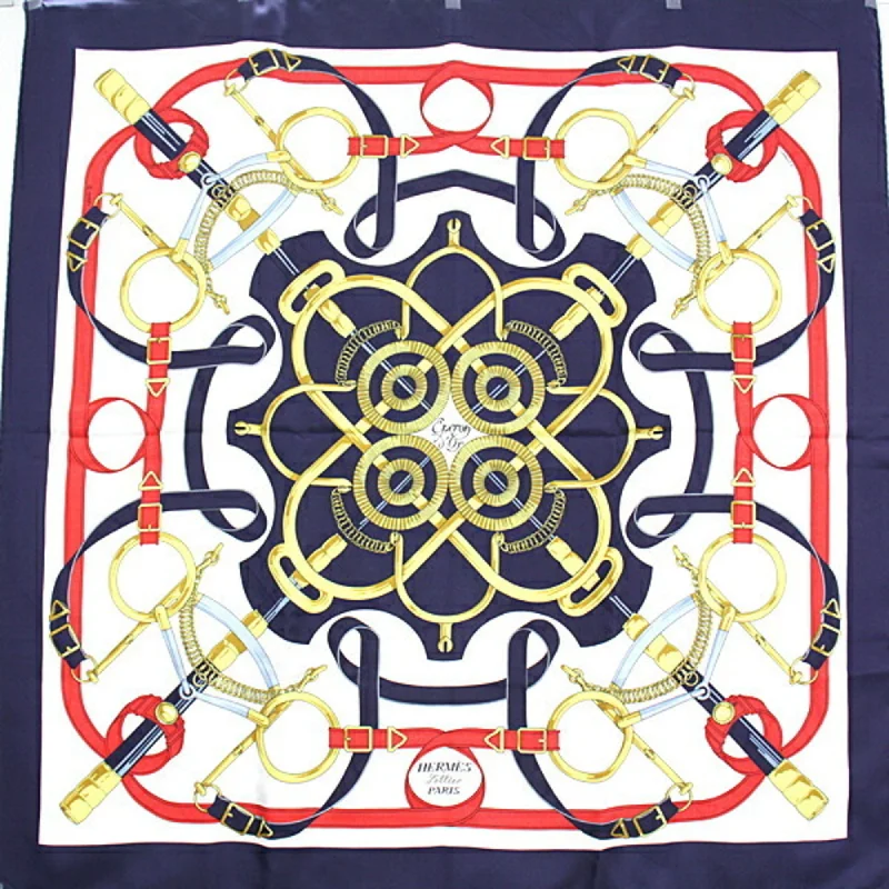 Hermes  Navy  Color  Silk Scarf (Pre-Owned)