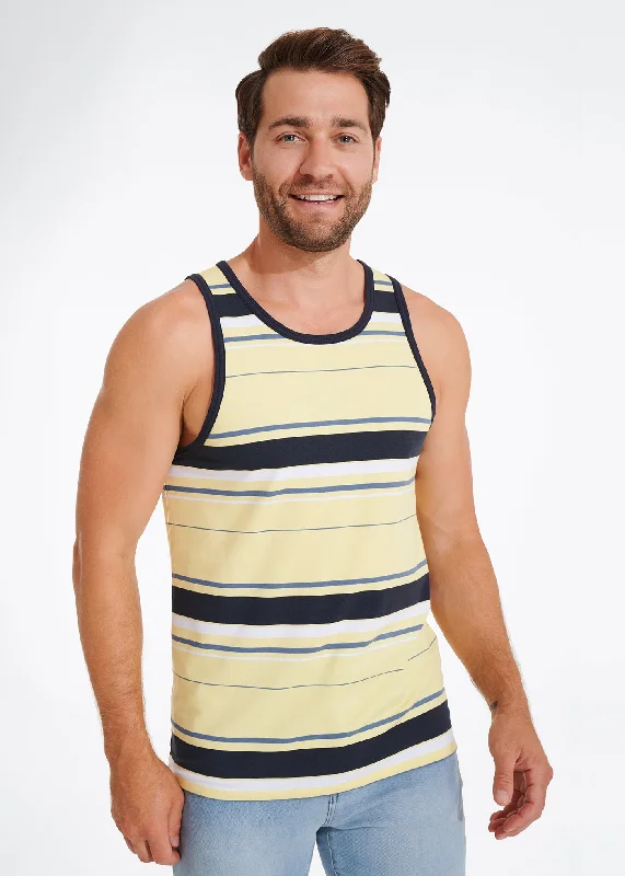 Cotton Stretch Stripe Tank | Yellow Stripe