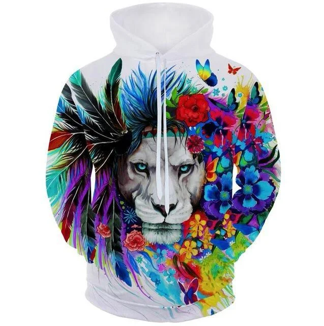 Colourful Flower Lion Hoodie