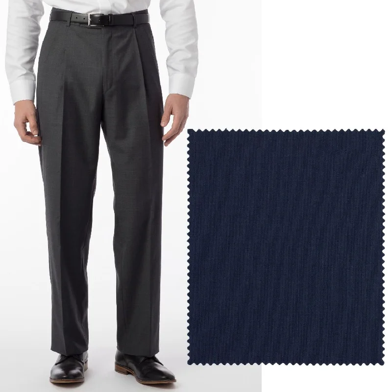 Super 120s Wool Travel Twill Comfort-EZE Trouser in New Navy (Manchester Pleated Model) by Ballin