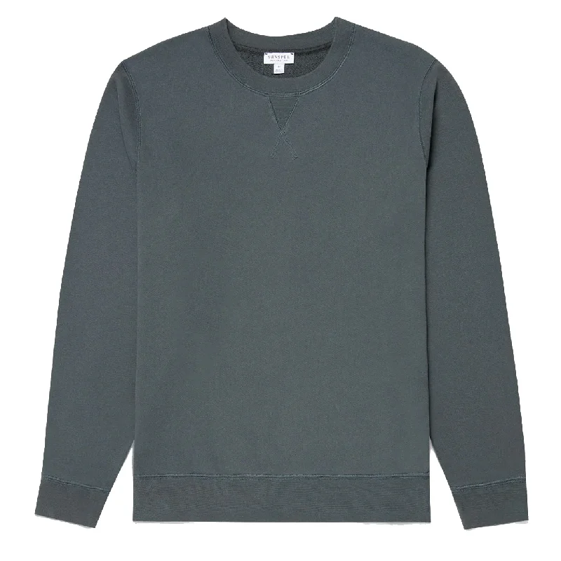 Sunspel Loopback Sweatshirt Drill Green