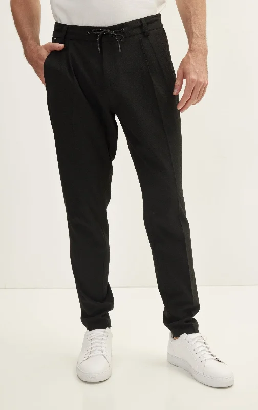 Casual Drawstring Pants - Black