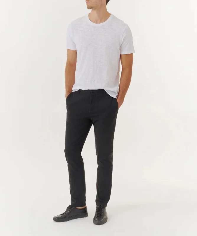 Cotton Twill Slim Pants - Black