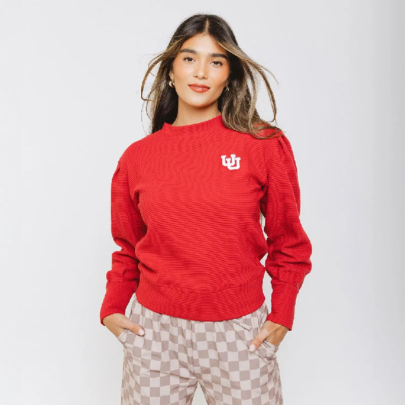 Utah Atlas Ribbed Sweater, Crimson