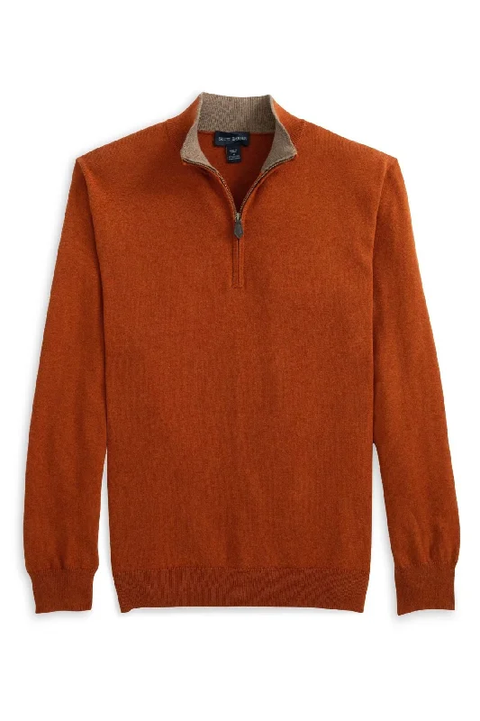 Organic Cotton & Cashmere Zip Neck Sweater in Spice by Scott Barber