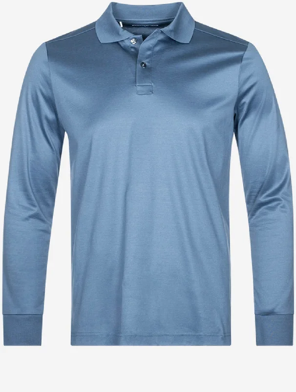 Light Blue Long Sleeve 2 Button Polo Shirt