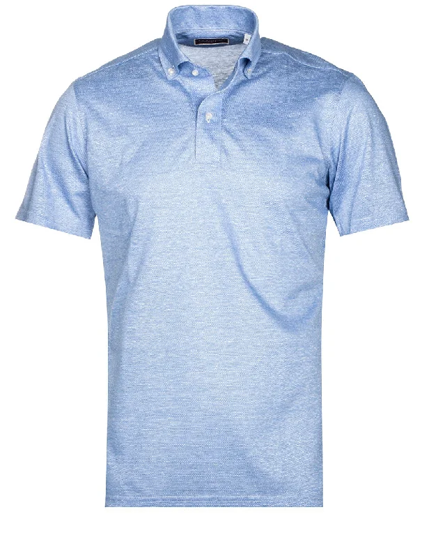 Zeppelin Buttondown Short Sleeve Polo Blue