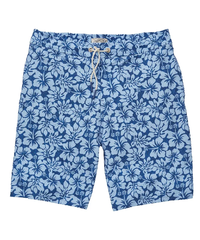 Westport Lifestyle Saybrook Half Elastic Hibiscus Print Board Short