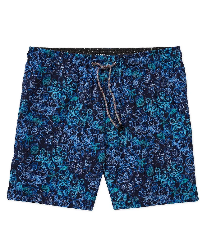 Westport Black Hampton Octopus Print Swim Short