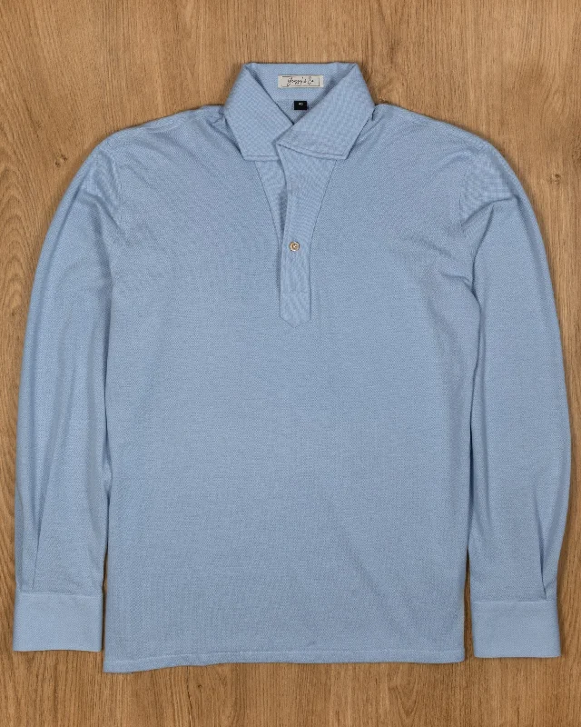 Baby Blue Stretch-Cotton Pique Polo Shirt MFC0005