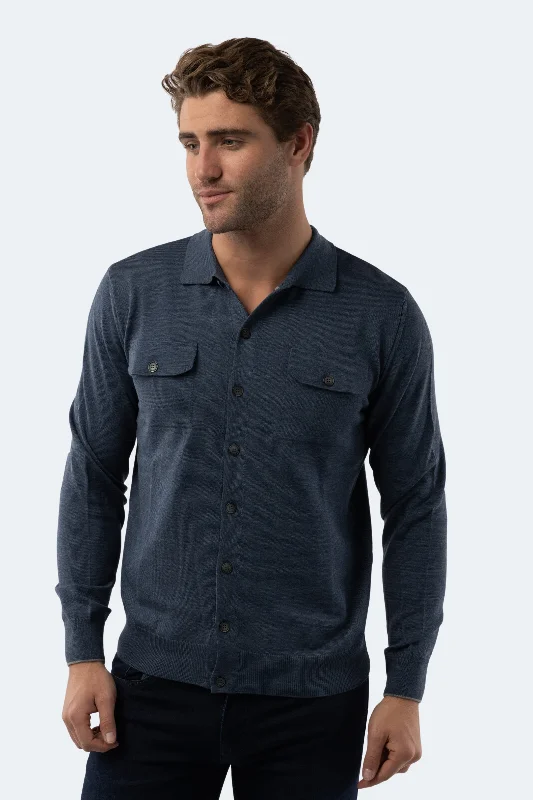 Melange Indigo Knit Cardigan