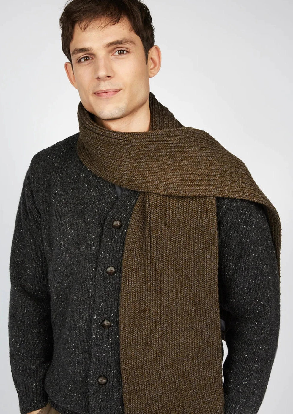 IrelandsEye Ribbed Merino Scarf | Forest Marl