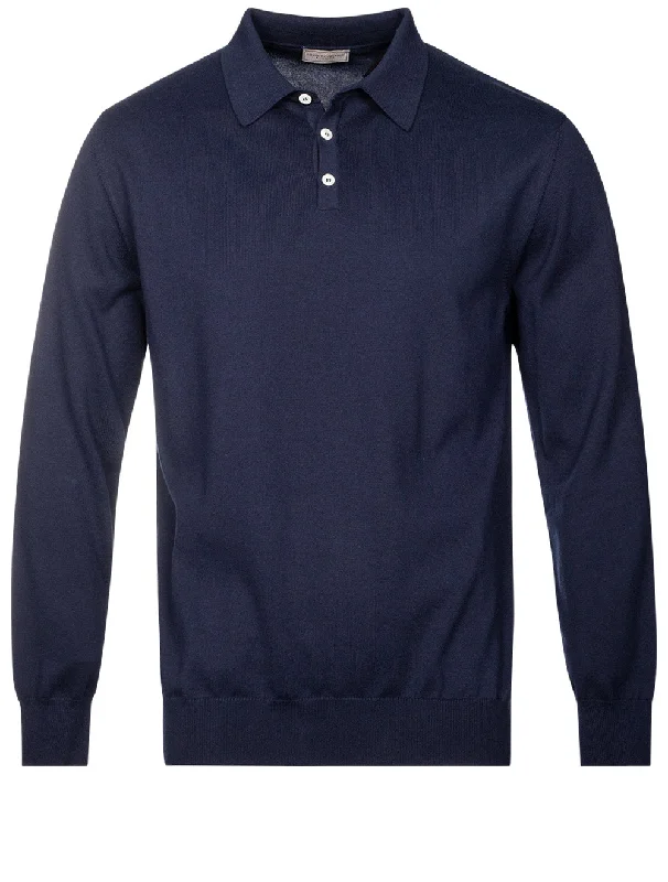 Longsleeve Polo Neck Top Navy