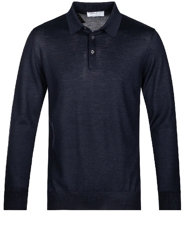 Tennis Long Sleeve Polo Navy