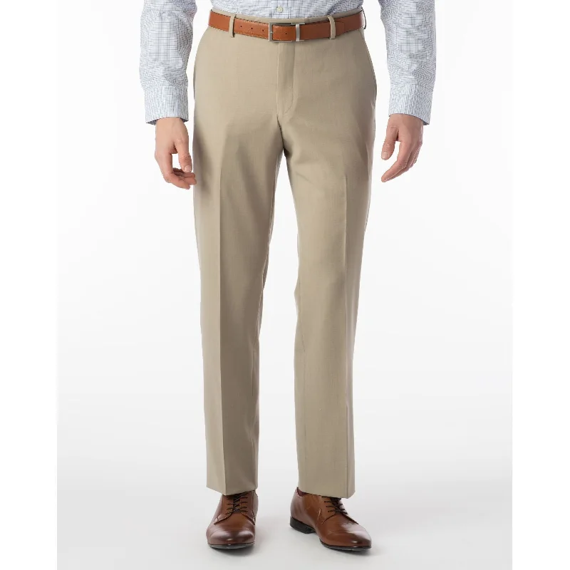 Super 120s Wool Gabardine Comfort-EZE Trouser in Oatmeal (Flat Front Models) by Ballin