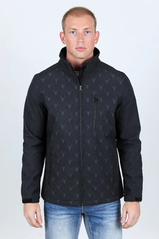 Mens Aztec Softshell Water-Resistant Jacket - Black