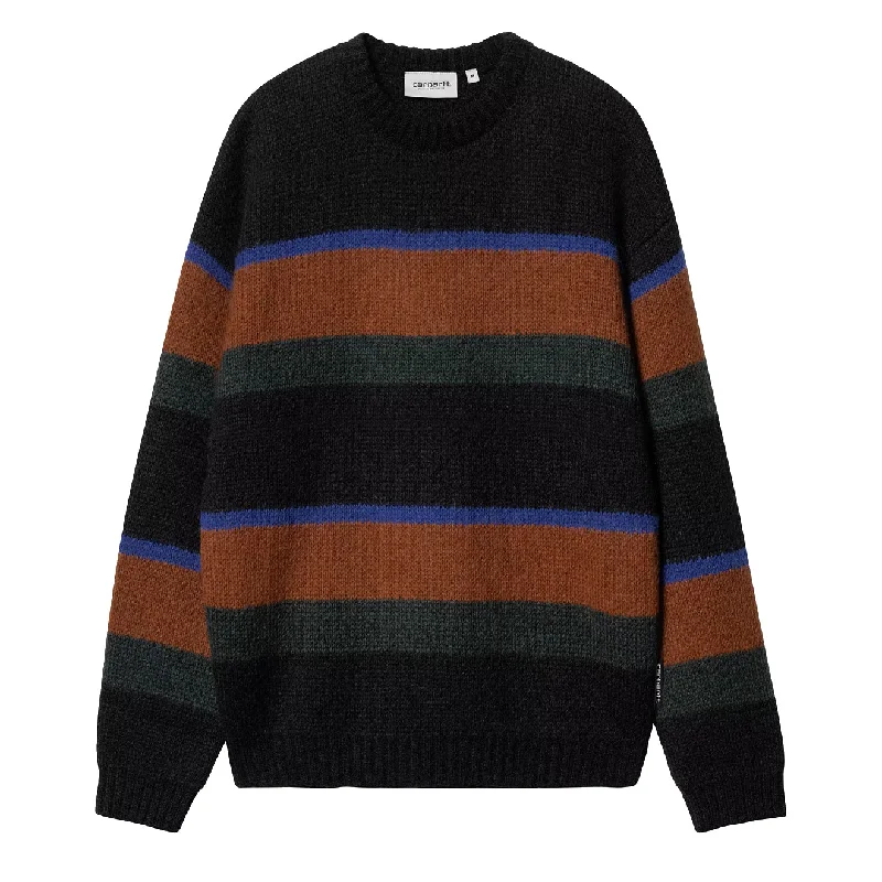 Carhartt WIP Merton Sweater Sundling Stripe Deep H Brown