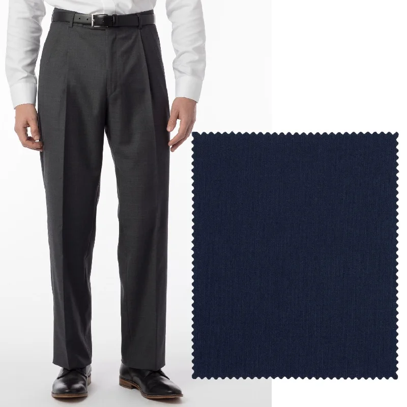 Super 120s Wool Travel Twill Comfort-EZE Trouser in Midnight Navy (Manchester Pleated Model) by Ballin