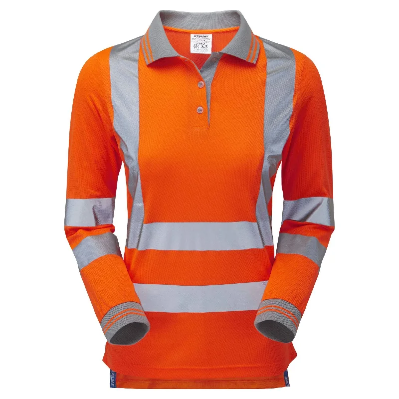 PULSAR PR703 Rail Spec Ladies Long Sleeved Hi Vis Polo Shirt