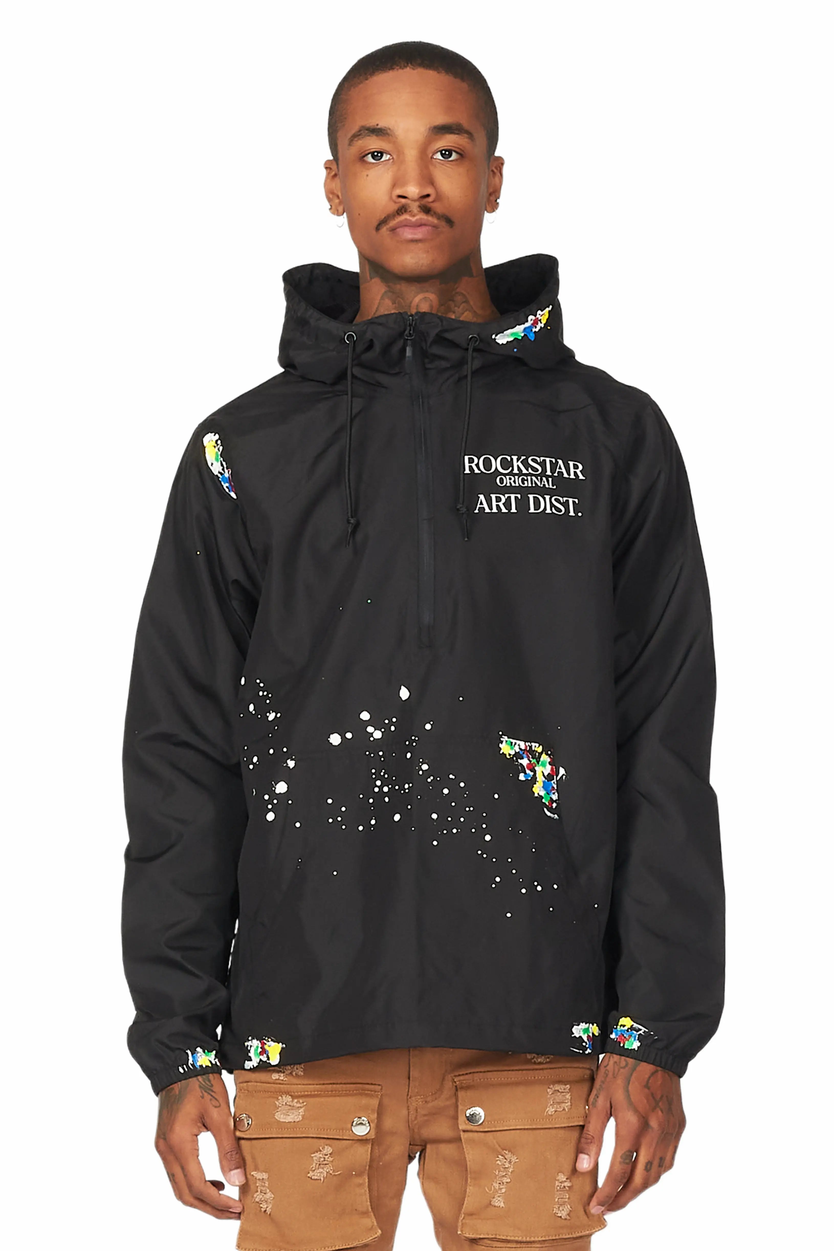 Garix Black Graphic Windbreaker