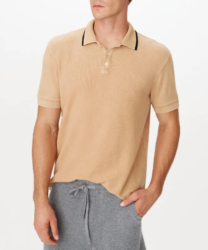 Pique with Chroma Wash Short Sleeve Polo - Desert Tan