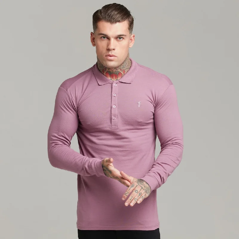 Father Sons Classic Lavender Long Sleeve Polo Shirt - FSH307