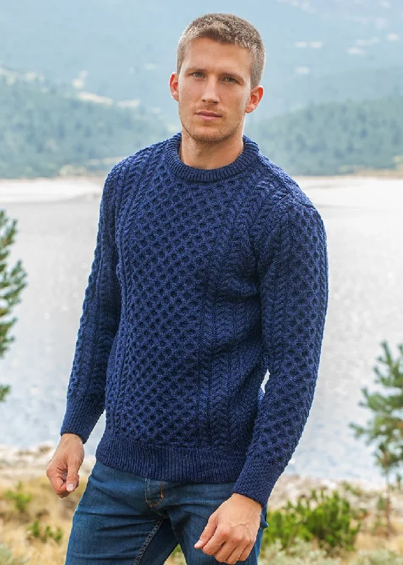 Unisex Aran Sweater | Deep Water Blue - Clearance