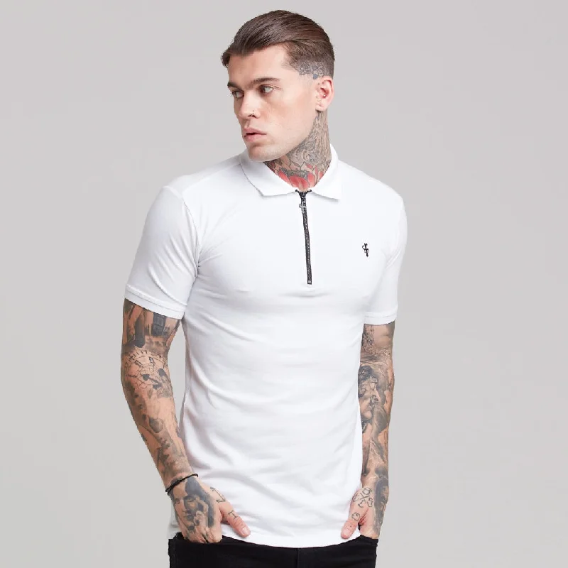 Father Sons Classic White Zipped Polo Shirt - FSH299