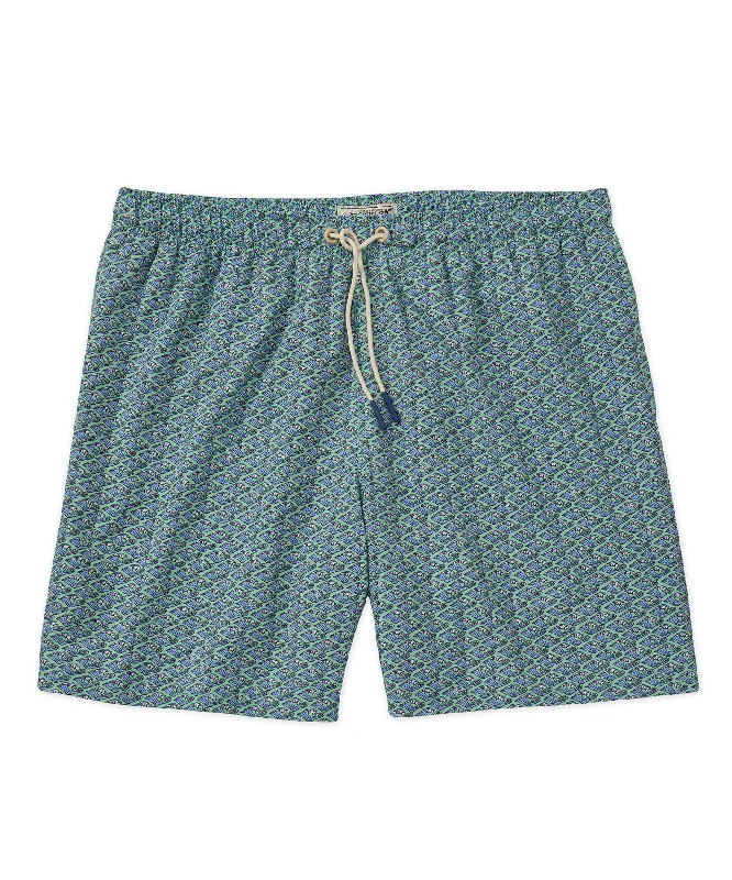 Westport Lifestyle Compo Waves Print Stretch Swim Trunk