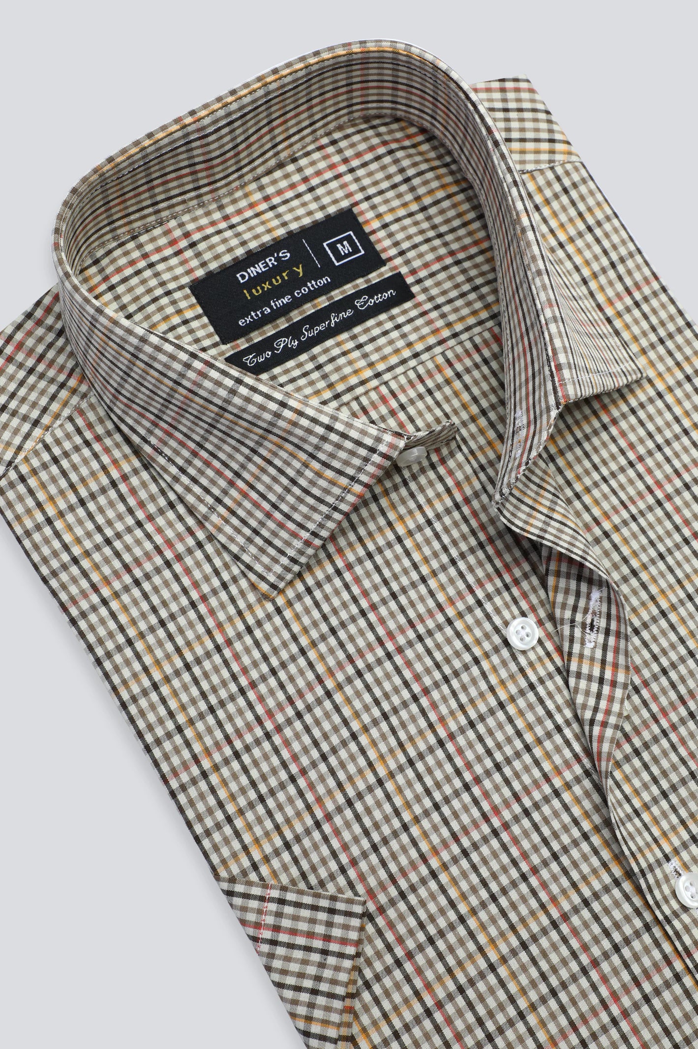 Brown Mini-Check Formal Shirt (Half Sleeves)