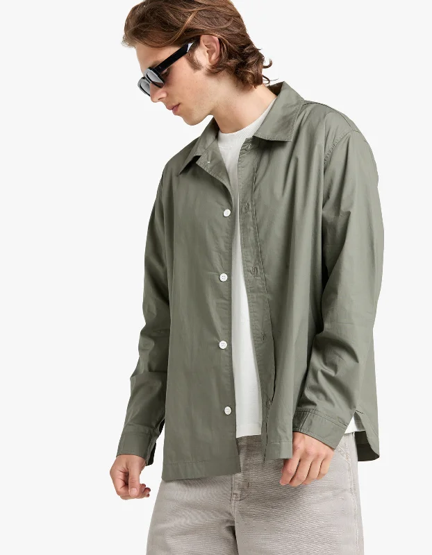 Mens Relaxed Fit L/S Poplin Shirt - Olive