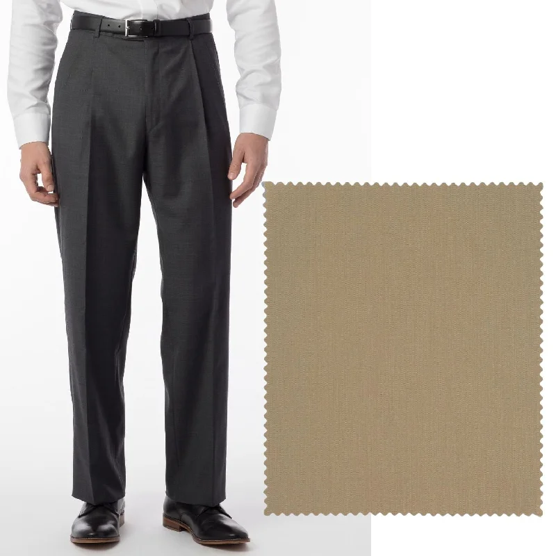 Comfort-EZE Micro Nano Performance Gabardine Trouser in Tan (Manchester Pleated Model) by Ballin