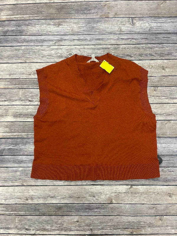 Vest Sweater By Terra & Sky In Orange, Size: Xl