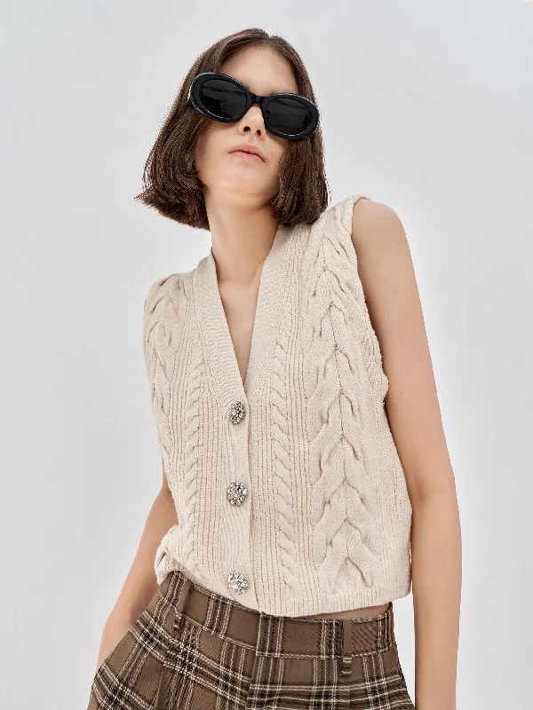 Cropped Cable Knit Vest