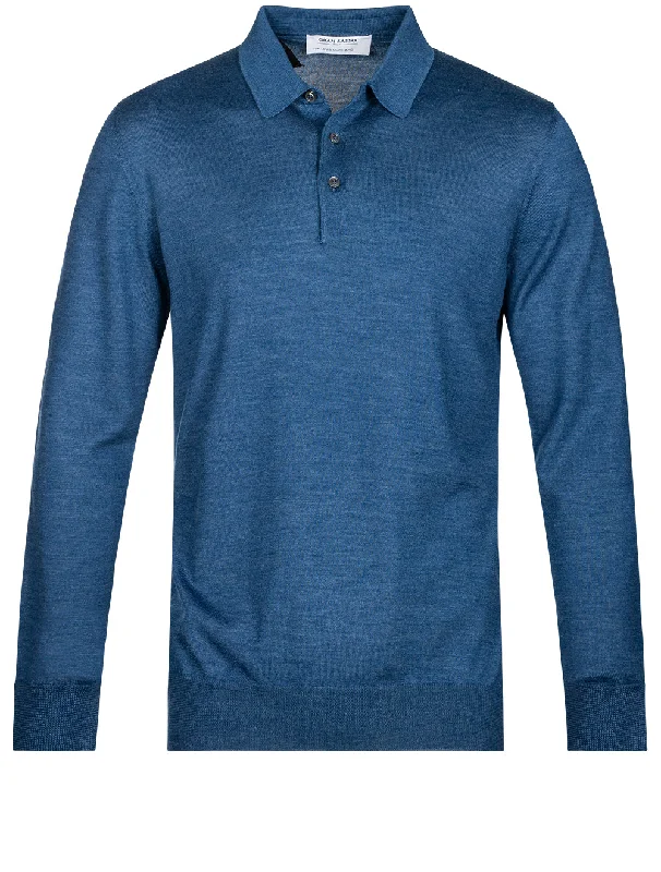 Tennis Long Sleeve Polo Blue