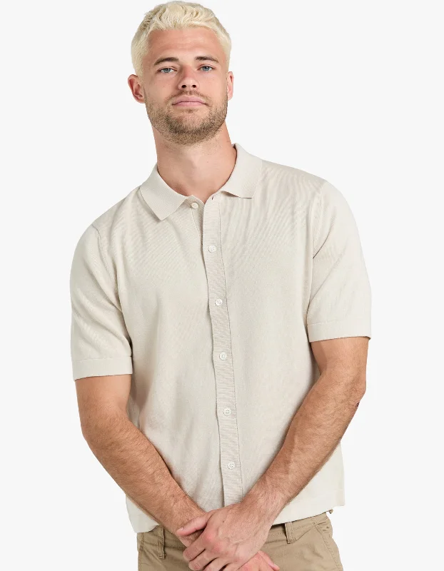 Jackson Knit Polo - Ice Grey