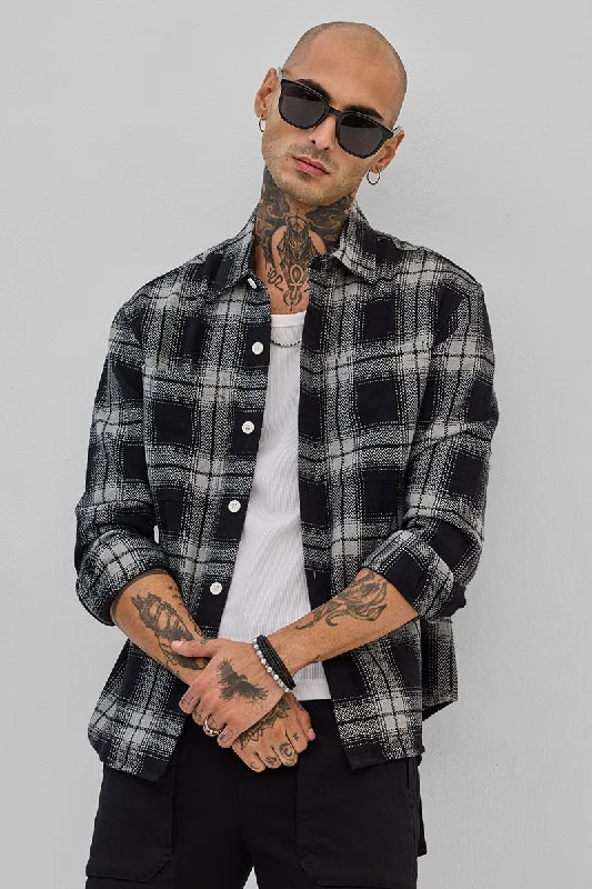 Black Flannel Checks Slim Fit Shirt