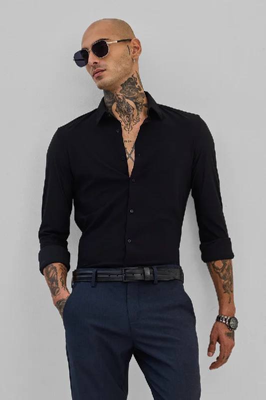 Black Stretchable Slim Fit Shirt