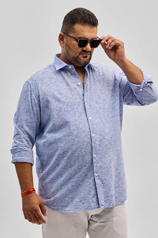 Blue Linen Blend Shirt