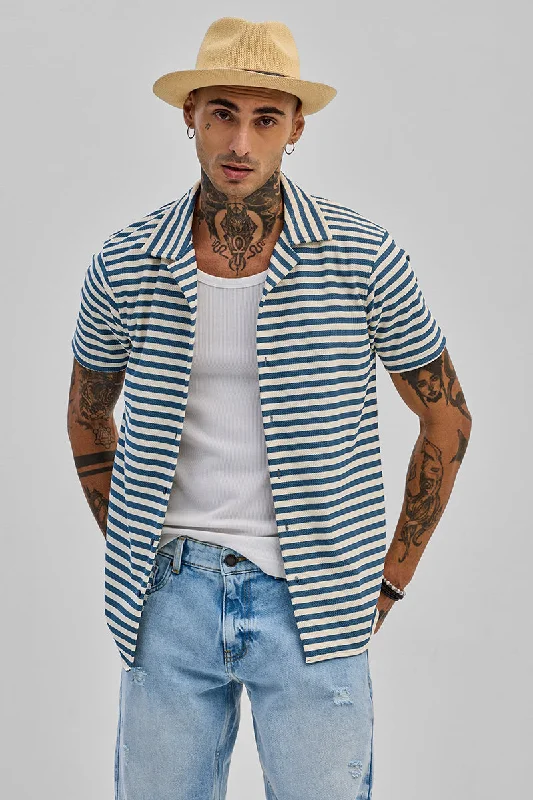 Blue Stripes Box Fit Shirt