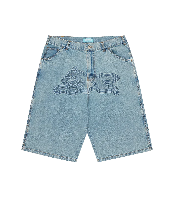 EMBOSSED RUNNING DOG SHORTS - BLUE