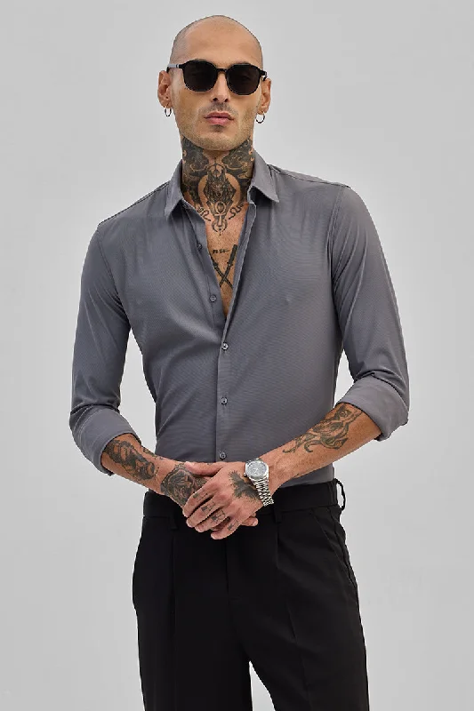 Grey Stretchable Slim Fit Shirt