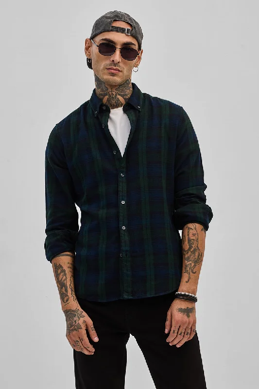 Navy Oxford Flannel Shirt