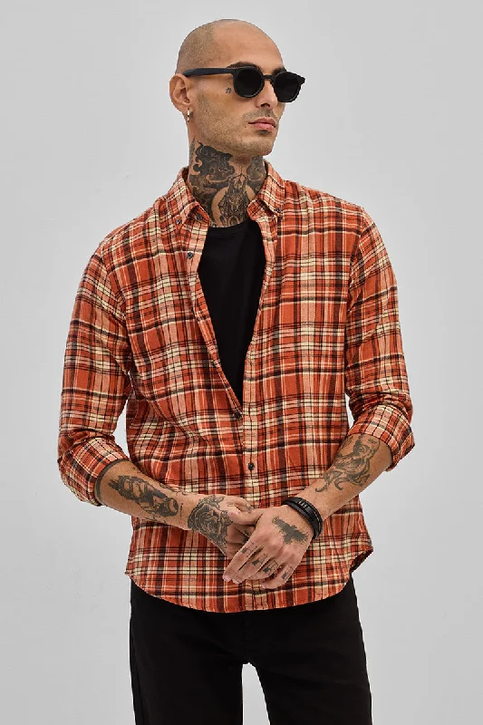 Orange Oxford Flannel Shirt