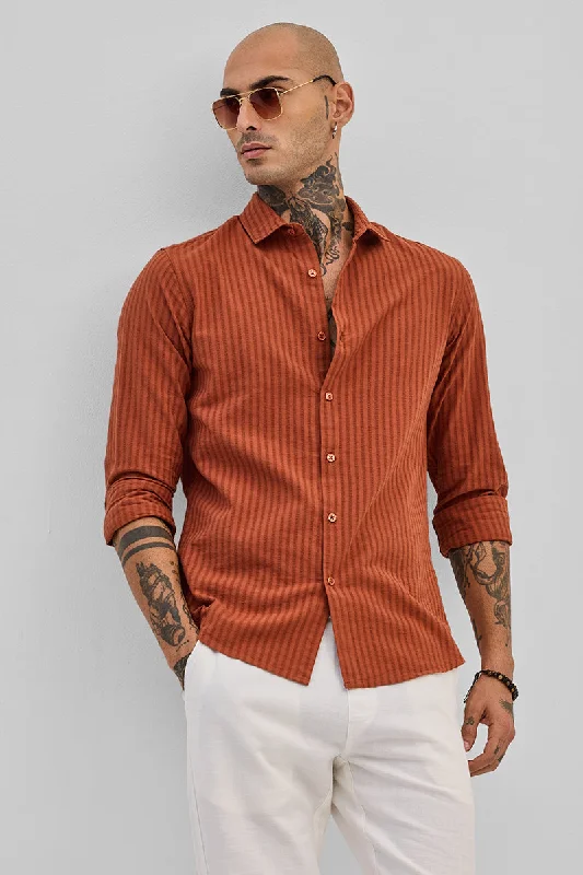 Rust Stripes Slim Fit Shirt