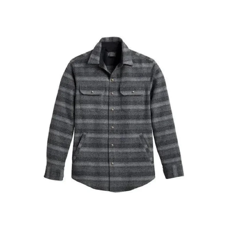 Forrest Twill Snap Shirt In Grey Mix Stripe