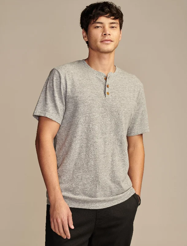 Lucky Brand Men's Linen Short Sleeve Henley