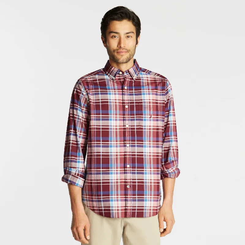 Nautica Mens Big & Tall Classic Fit Stretch Poplin Shirt In Plaid