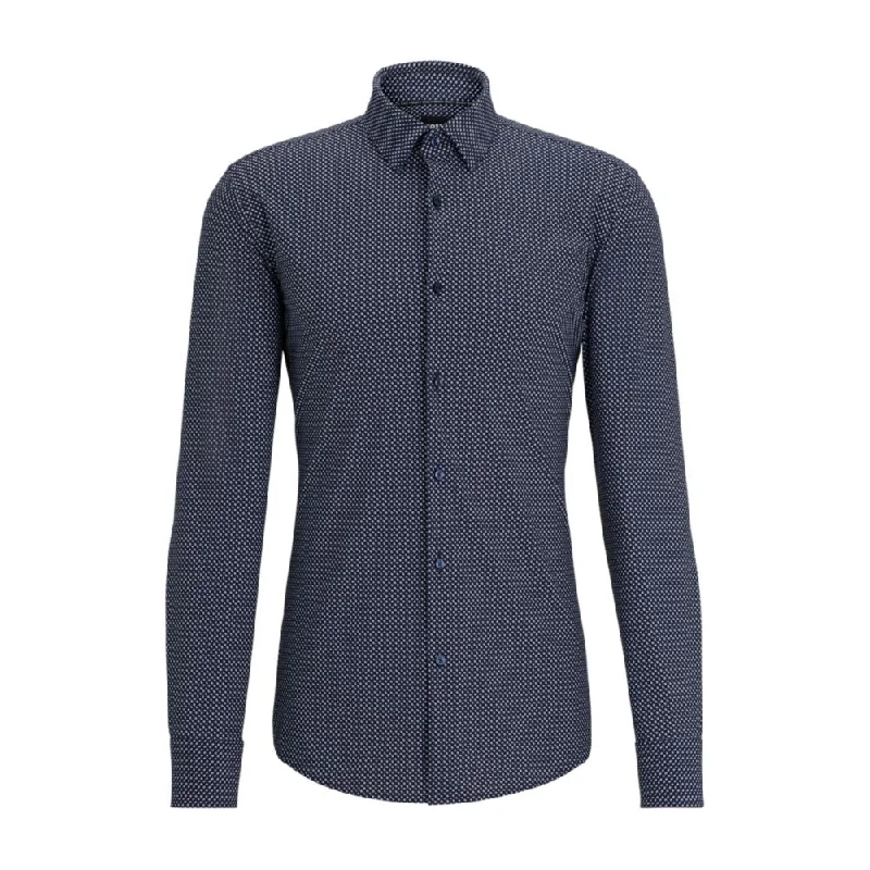 Slim-fit shirt in printed performance-stretch fabric